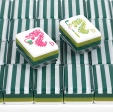 Green‑Stripe Acrylic American Mahjong Set, 160 Tiles + Free storage Bag picture