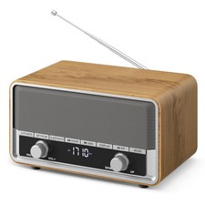 Vintage Wood Bluetooth Radio - AM FM, Clear LCD Display, Retro Style, Portable picture