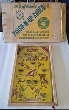 POOSH-M-UP’S RODEO Bagatelle Vtg 4 in 1 Tabletop Pinball Game Cool Graphics picture