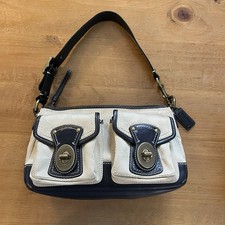 Y2K Coach 65th Legacy Double Turnlock Shoulder Bag F13102 Cream Black Brass picture