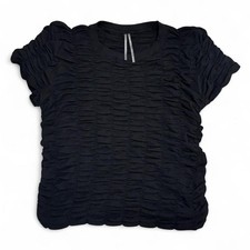 Anthropologie Black Ruched Smocked Top picture
