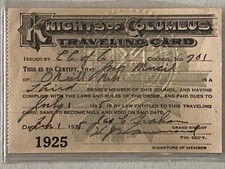 ANTIQUE 1925 KNIGHTS OF COLUMBUS TRAVELING Card picture