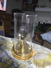 Partylite Contessa Brass Candle Lamp w/Ribbed Glass Hurricane P7750/G New Opn Bx picture