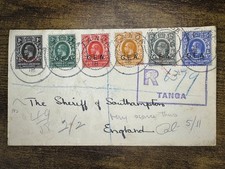 KUT 1918 KGV GEA Overprint German East Africa TANGA Registered Cover GB SCARCE picture