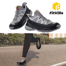 FitVille Men's Slip On Hiking Shoes Walking Sneakers Non Slip Wide Toe Box Gray picture