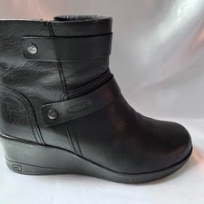 Women's KEEN Kate Black Leather Wedge Boots picture