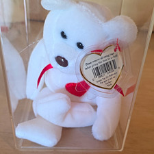 Ty Beanie Babies Valentino White Bear with Red Heart 1993 Vintage picture
