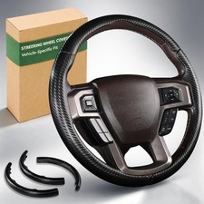 Customized Car Steering Wheel Cover for Ford F150 2015-2020, Black Leather picture