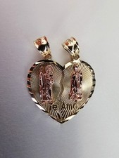 14k Solid Gold Virgin Mary and San Judas Tadeo Pendant picture