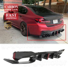 For BMW G30 5 Series 530i 540i M550i 2017-23 Carbon Rear Bumper Diffuser W/ LED picture