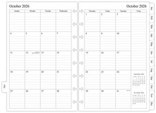 2026-2027 Monthly Planner Refill for 8-Discbound Notebook, Two Pages Per picture
