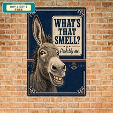 Funny Donkey Bathroom Decor Tin Sign Animal Restroom Wall Plaque picture