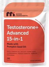 Micro Ingredients Testosterone+ Advanced 15-in-1 Softgels 240Ct Tongkat picture