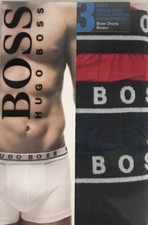 Boss Hugo boss 50403731 Men's Stretch Cotton Boxer Pack of 3 Black Multi Large picture