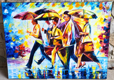 Leonid Afremov Today I Forgot My Umbrella painting signed on canvas 29