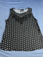 Kristin Nicole Blouse Tank, Women’s Black White Polka Dot tank top size X-Large picture