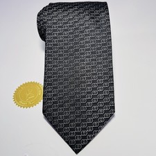 GUCCI Genuine Black Silk Luxury Tie w Silver “G” Logos All Over 60x3.75 NEW NWOT picture