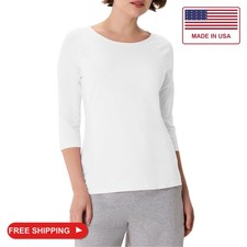 Hanes Women's Stretch Cotton Raglan Sleeve Tee, White, X Large picture