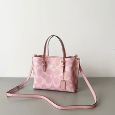 COACH CAL50 Mollie Tote Bag 25 Signature Canvas Pink Handbag Crossbody picture