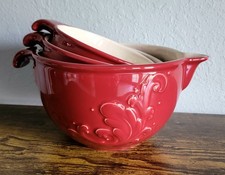 Vintage Pfaltzgraff Weir In Your Kitchen Cayenne Red Nesting Mixing Bowls Set picture