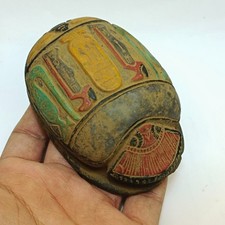 Ancient Egyptia Scarab Beetle Statue Handmade Stone Artifact style Pharaoh Decor picture