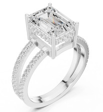 Emerald Lab Grown 65 Pc Diamond Promise Wedding Ring For Women 14K Gold Over picture