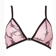 Killstar Heartache Pink & Black Mesh Front Clasp Bra XXL NWT picture