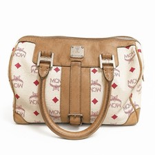 Authentic Vintage MCM Visetos Boston Bag Satchel – Limited Edition Cream & Pink picture