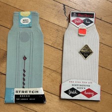 Deadstock Vintage 1950's Men's Dress Socks Set of 2 picture