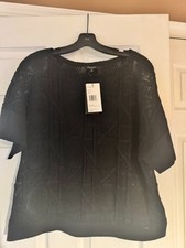 nwt Lafayette 148 black size L shirt cotton polyamide retail $498 picture