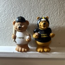 Rare Set: Pittsburg Pirates + Steelers Russ Berrie Lil Squirt Bear Vintage 1991 picture
