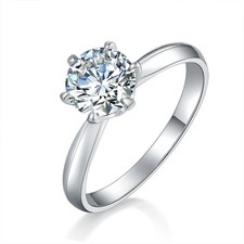 1CT 925 Sterling Silver GRA Certified Moissanite Solitaire Engagement Ring DVVS1 picture