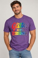 Purple Glitter “Is Our Resistance” Rainbow Graphic Cotton T-Shirt Unisex, LGBTQ+ picture
