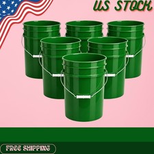 NEW 5 Gallon Food Grade Plastic Bucket Metal Handle Green 6 Pack BPA Free picture
