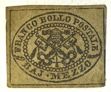 ITALIAN STATES-ROMAN STATES #1, MHNG, 1852 picture