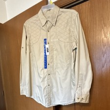 L.L.Bean Men's L Regular Beige / Khaki Solid Button-Up Shirt Long Sleeve picture