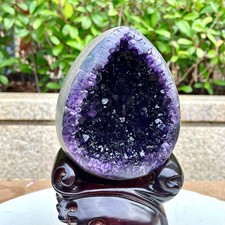 2.91LB  High quality Natural Amethyst geode quartz crystal Dinosaur egg healing picture