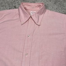 VTG 60s Brooks Brothers Makers Oxford Shirt Mens L Pink OCBD 6 Button USA (Rare) picture