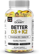 1-3Pack Organics Ocean Better D3 + K2-100% Organic Vitamin D3 and K2 Supplements picture