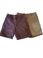 VTG 90s Carhartt B24 BRG Shorts 34 USA Burgundy Purple + Gray Carpenter 2 Lot picture