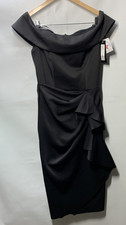 Xscape Women's Off-The-Shoulder Scuba Crepe Evening Cocktail Dress Size 8 Black picture