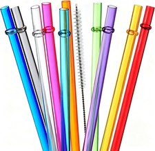 Alink 10.5 in Long Rainbow Colored Reusable Tritan Plastic Straws for 20 Oz 30 picture