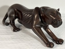 Vintage Hand Carved Panther Sculpture 11.5