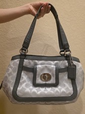 COACH SIGNATURE DELUXE BAG/TOTE PURSE F14934 GRAY (CON75) picture