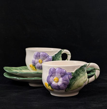 Vintage Barrarte Portugal Cabbageware Soup Bowl & Leaf Plate Dinner 8-Piece Set picture