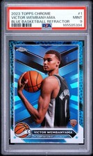 2023-24 Topps Chrome Victor Wembanyama RC Blue Basketball Refractor #1 PSA 9 picture