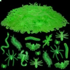 220Pcs Realistic Halloween Glow in the Dark Plastic Bugs Trick Joke Toys, Spider picture