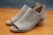 Sofft Carleigh Sandals Shoes Womens Size 8 Gray Suede D'Orsay Zip Block Heel picture