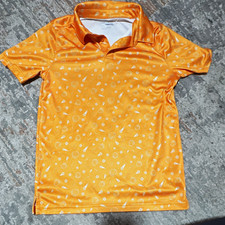 BCG Boys Golf Polo Shirt Orange/White Graphic Print Short Sleeve 10-11Y picture