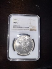 1884-O Morgan Silver Dollar NGC MS63 Justice Label Some Toning On Reverse picture